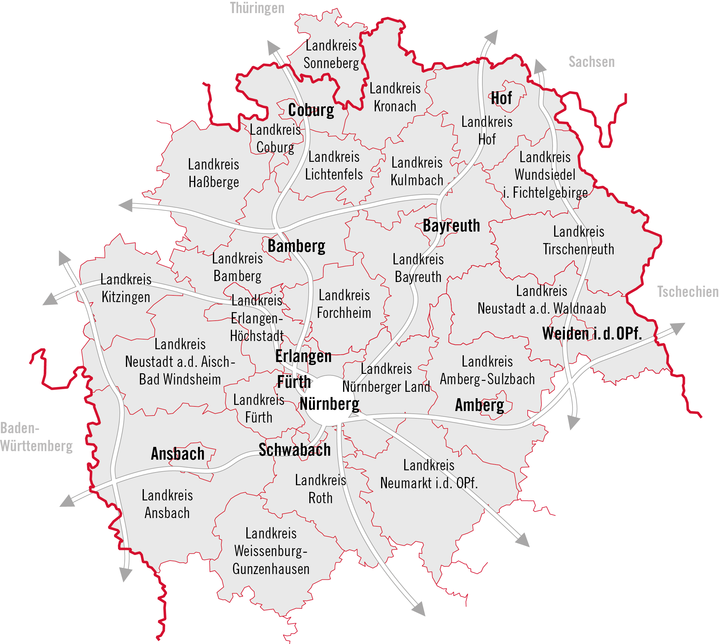 Karte Metropolregion Nürnberg